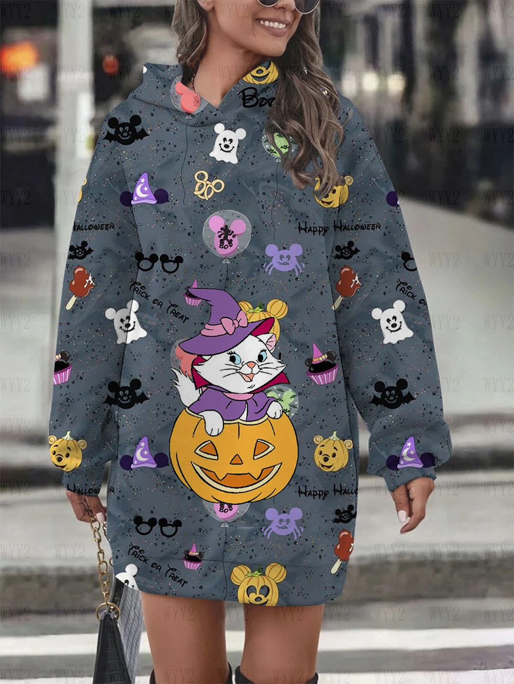 Disney Series Halloween Printed Hoodie Retro Harajuku Women\'s Autumn Hoodie Sweater Skirt Kawaii Cute Casual Aesthetic Top