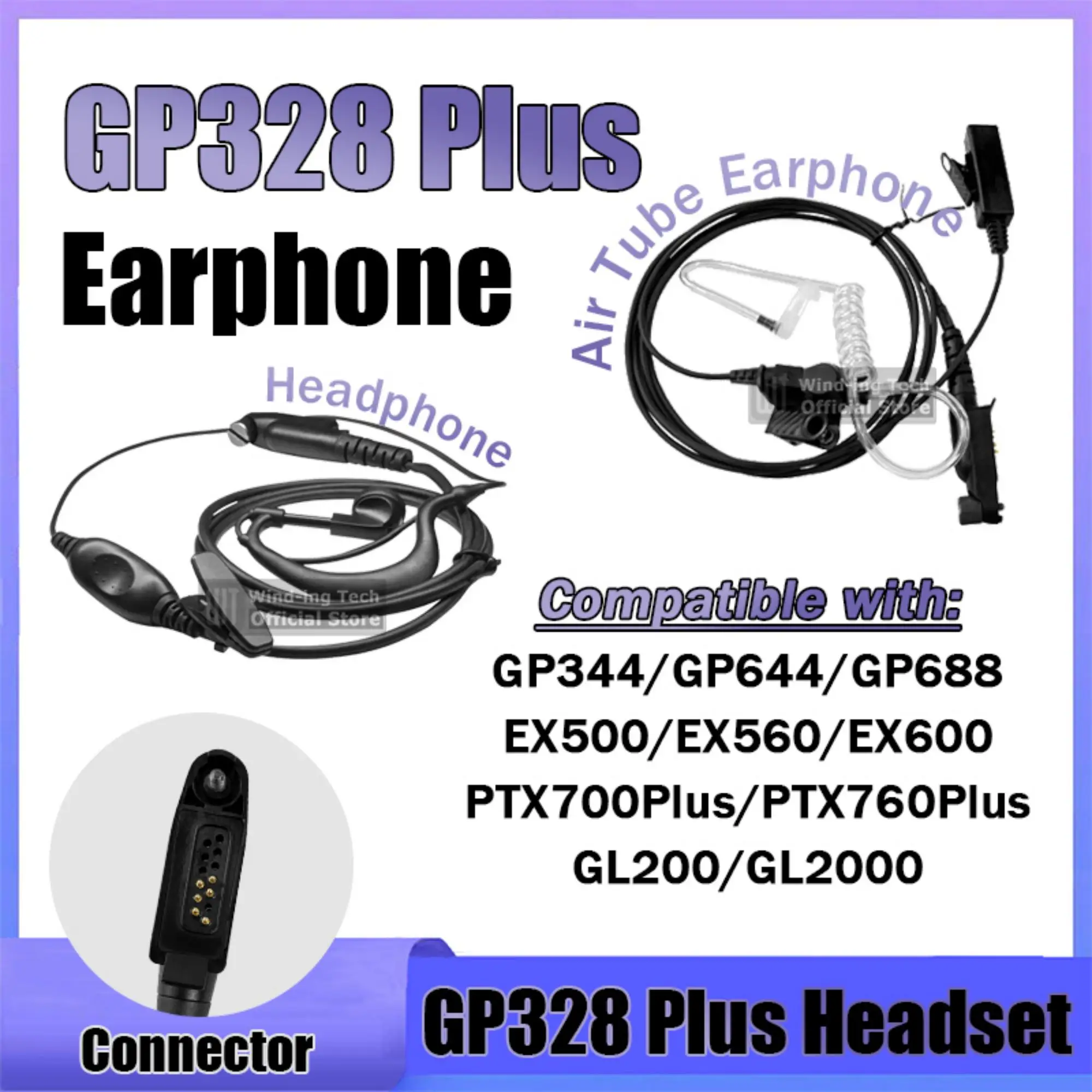 

GP328 Plus Headphone With PTT Clear Sound Durable Earphone Compatible with GP339 Plus UV-98 Two Way Radio Accessory For Outdoor