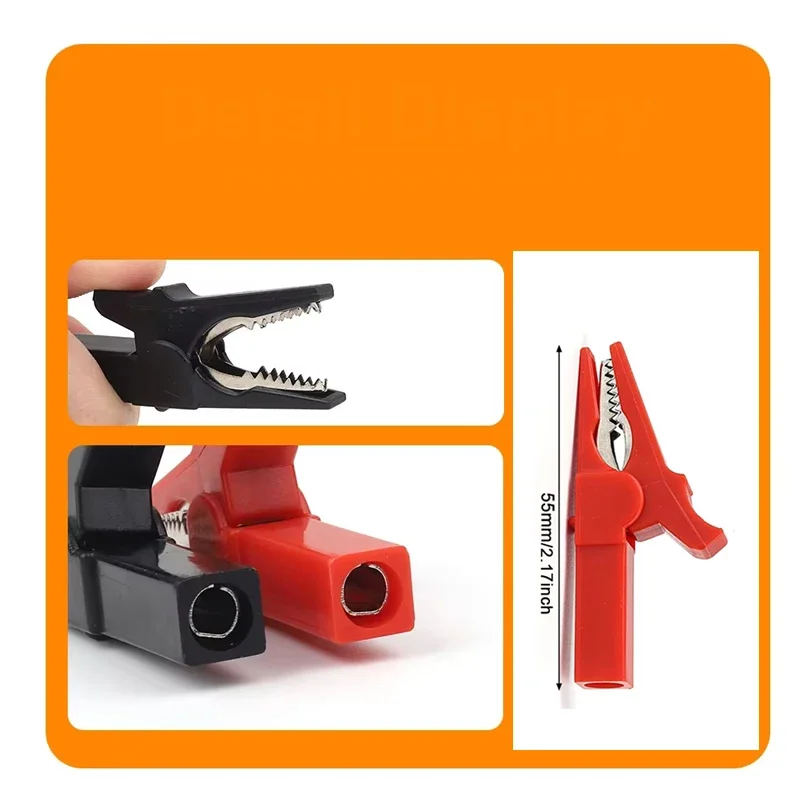 Alligator Clips wire Metal Connector DIY Clips Test Probe Black Red Color Cableinsulated clamp testing Clamp Jumper Line