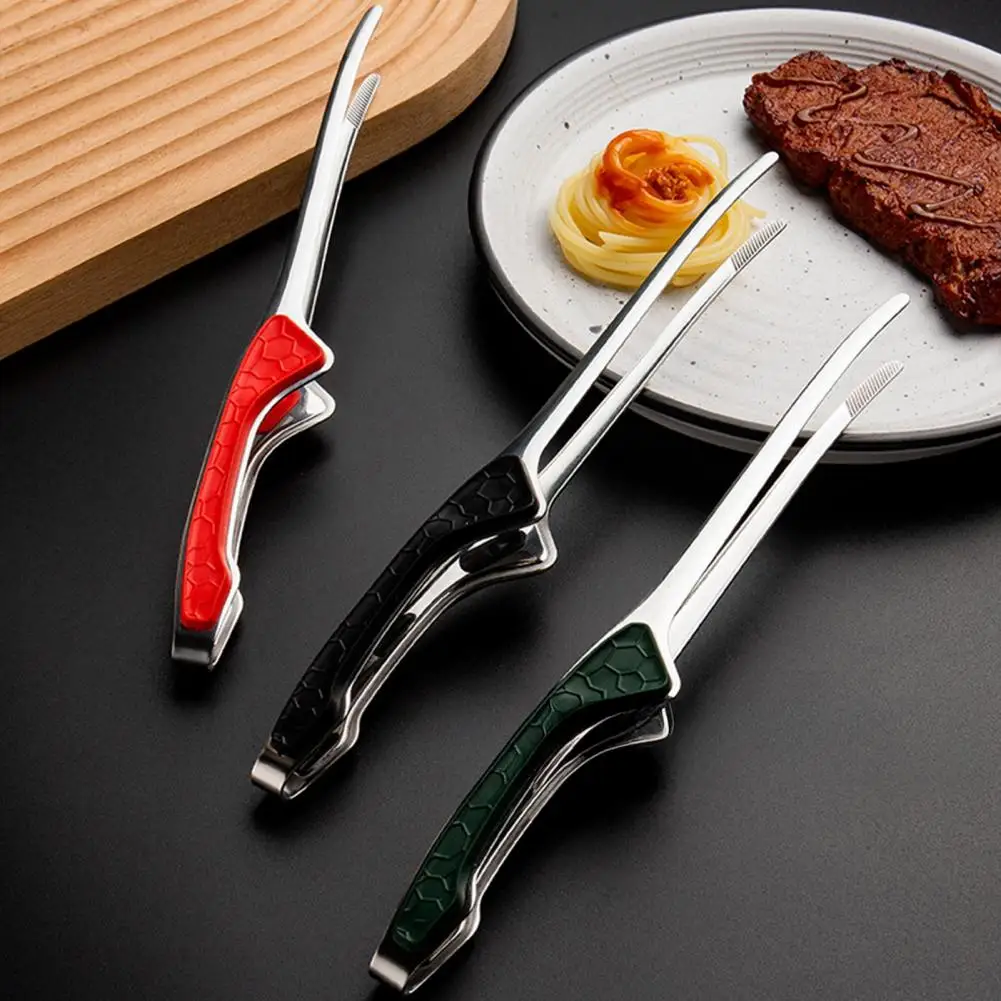 Kitchen Tongs Stainless Steel Cooking Tong Non Stick Rubber Tips for Clamping Protects Hands Kitchen Tool Food Clip Cooking Acce