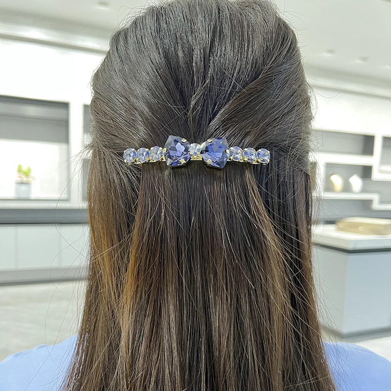 New Fashion Candy Hairpin Hair Accessories Simple One-line Clip Imitation Crystal Spring Clip Side Top Clip Headwear Women