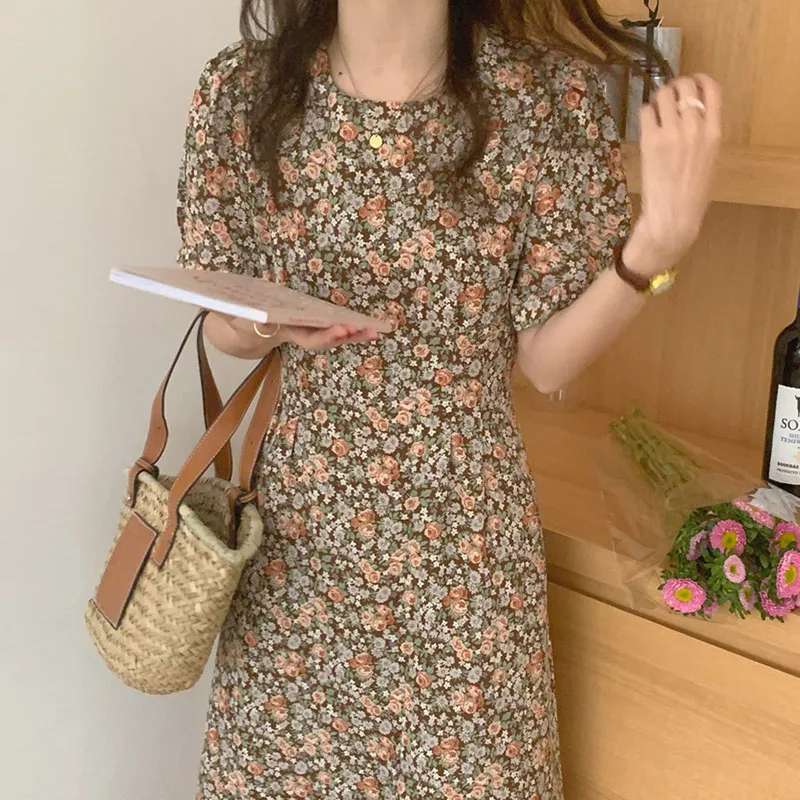 Ele Eenvoudige ronde Ne Belted Slim Long Flubble Sve Dr Dames Koreaanse Sle Hoge taille ort Sve Summer Dr