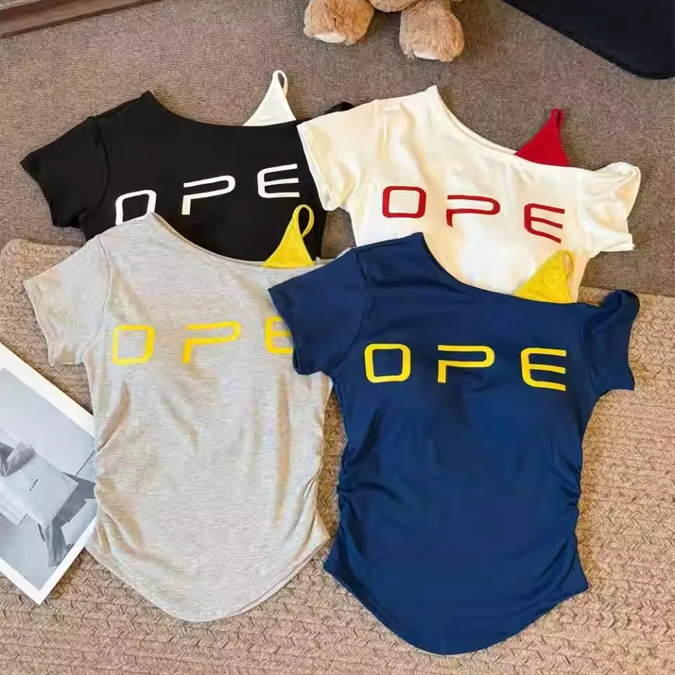 Estate New Sweet Spicy Or Sve T-shirt da donna Slim Fit Stampato Colore Blo Imbottito Pettorina Casual Miscela di cotone