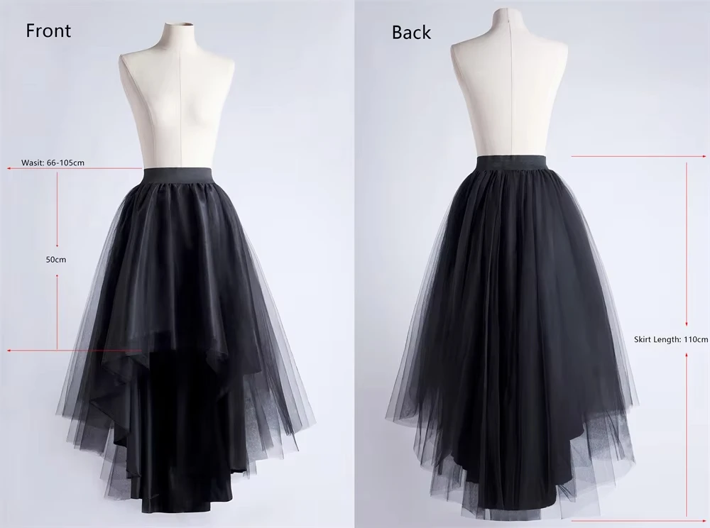 Irregular Tutu Skirts Christmas skirt High-Low Tiered Fluffy Tulle Half Skirt Elastic High Waist Midi Carnival Party Petticoat