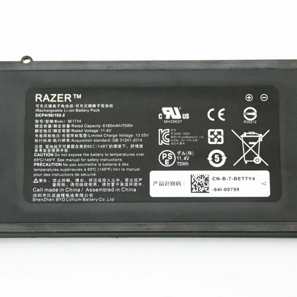 BETTY4 11.4V 70Wh Original Laptop Battery for Razer Blade 2016 14