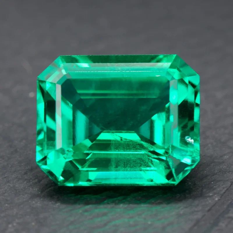 

Lab Grown Columbia Emeralds Hydrothermal Hand Cutting Emerald Cut With Cracks Inclusions Inside Selectable AGL Certificate