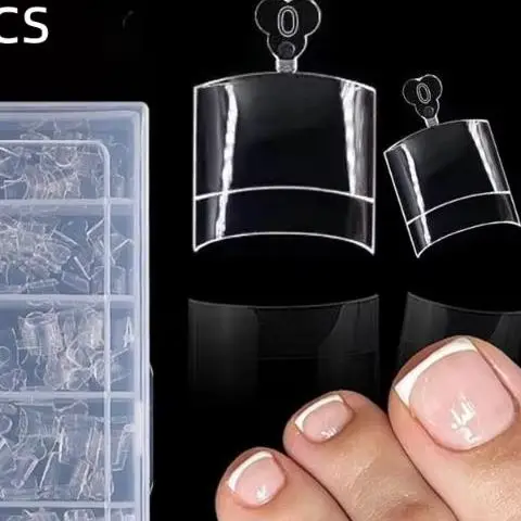 120/240 قطعة أطراف أظافر وهمية شفافة نصف غطاء أظافر للباديكير مربع اضغط على أظافر القدم للنساء صالونات الأظافر لتقوم بها بنفسك