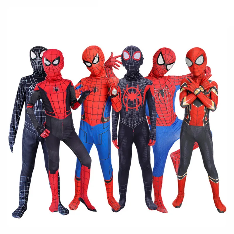 子供スパイダーマンコスプレ衣装ジャンプスーツハロウィンスーパー衣装ヒーロー全身タイツスーツステージパフォーマンスロールプレイ服男の子