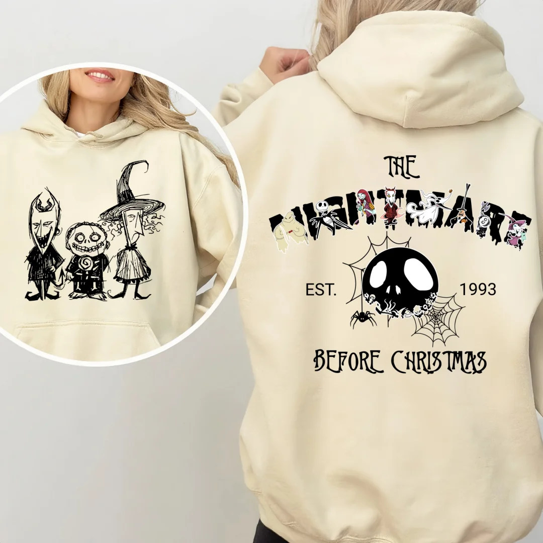 The Nightmare Before Christmas Halloween Disney dameshoodie Herfst en winter puur katoen Warme top Outdoor Commuter Hoodie