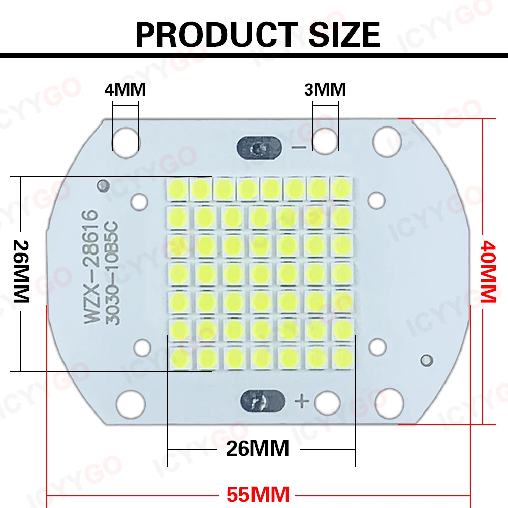 LED Flood Light 50W SMD3030 DC30-32V 15-180V 1350mA LED Light LED PCB Board LED Integrated Light Source Board Aluminum Substrate