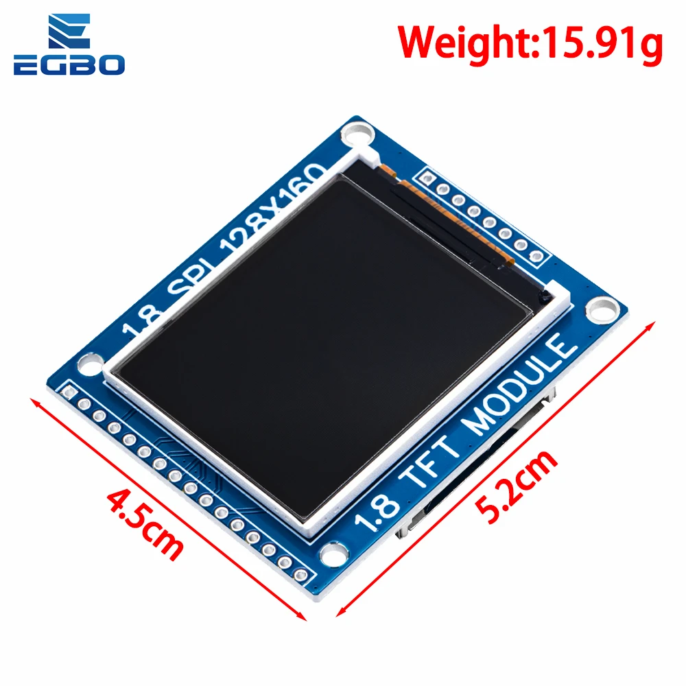 1.8 Inch SPI TFT LCD Display Module 128x160 with PCB Adapter, 3.3V/5V Dual Power IO Interface for Arduino