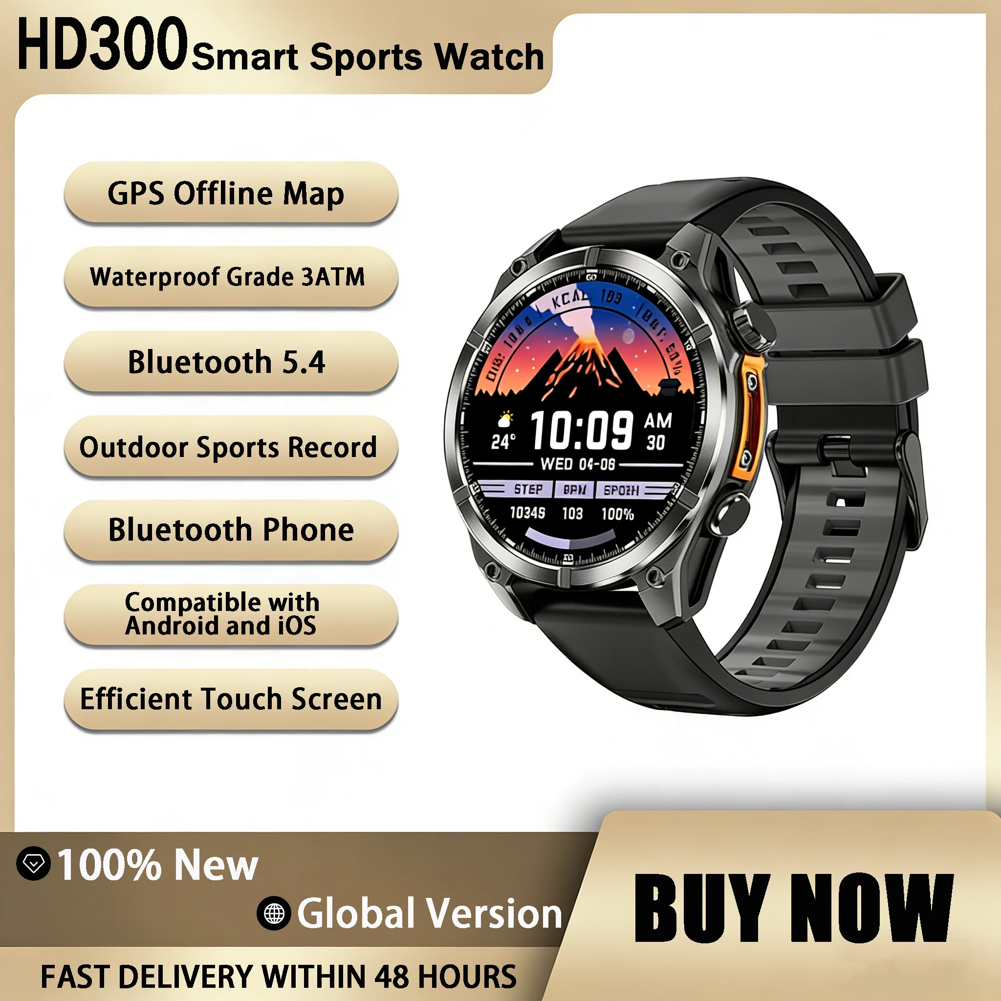 

2026 HD300 Smart Watch AMOLED Path 5.4Bluetooth Chat AI GPT Waterproof Health Watches Bluetooth Call Travel Diving Smartwatch