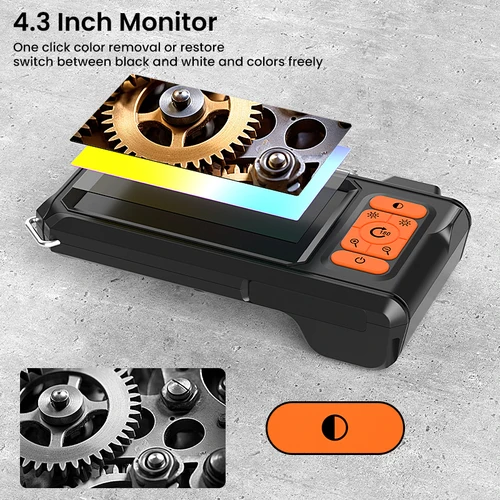 Imagen 2 del producto Endoscopio Industrial con pantalla de 4,3 pulgadas, cámara HD individual doble de 8mm, 1080P, diseño dividido, cámara de inspección por boroscopio IP67 para tuberías de coche