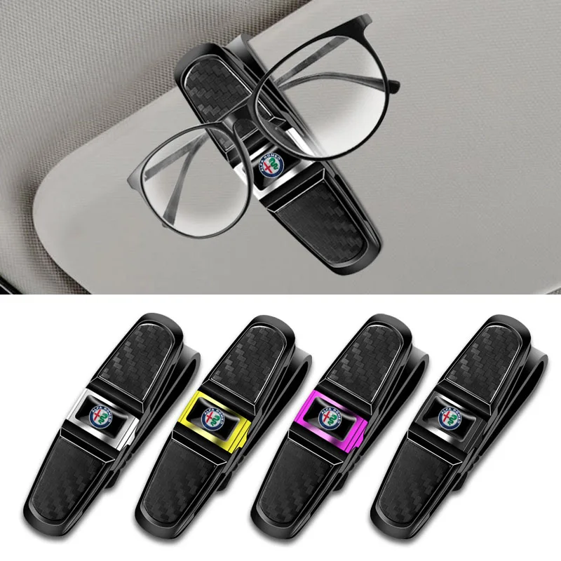 Car Interior Sunshade Card Ticket Storage Glasses Clip Accessories Tool For Alfa Romeo 4C 159 Spider Giulia Giulietta 156 Tonale