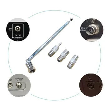 Adaptateur de connecteur mâle de Type F, vis télescopique de remplacement d'antenne Radio FM pour récepteur stéréo AV, amplificateur domestique 75 Ohm