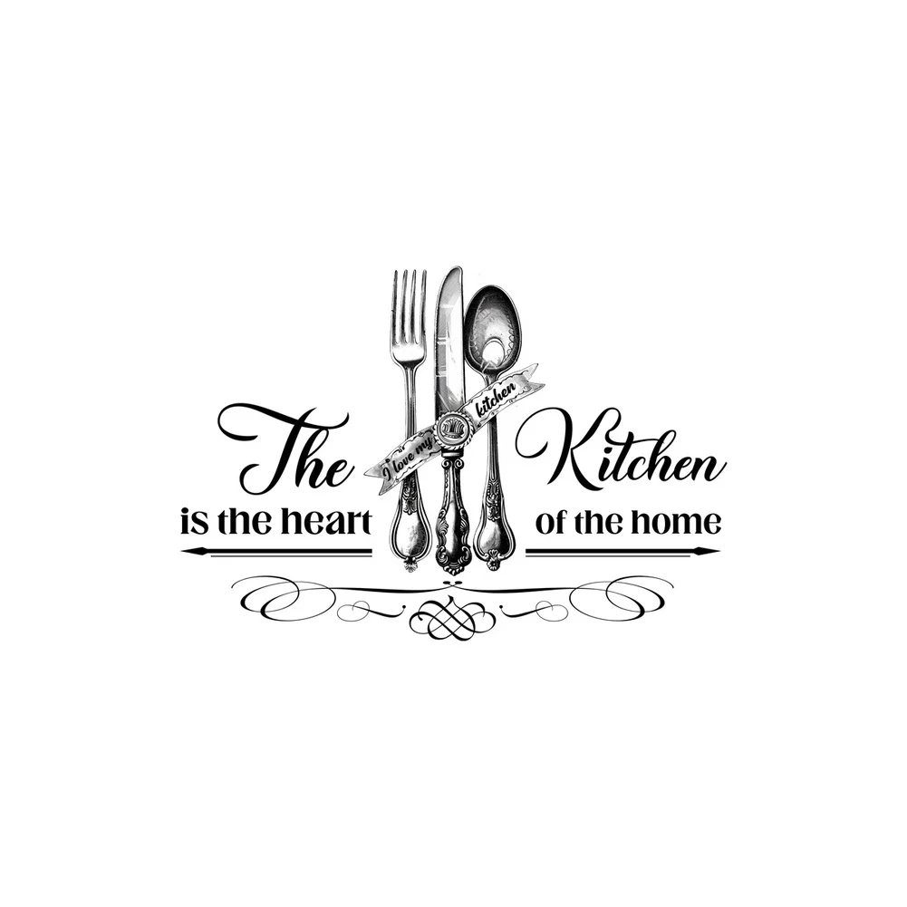 Utensil Pattern Vinyl Kitchen Wall Sticker Home DIY Kitchen Decor Lightweight PVC Fork Utensil Pattern PVC Material