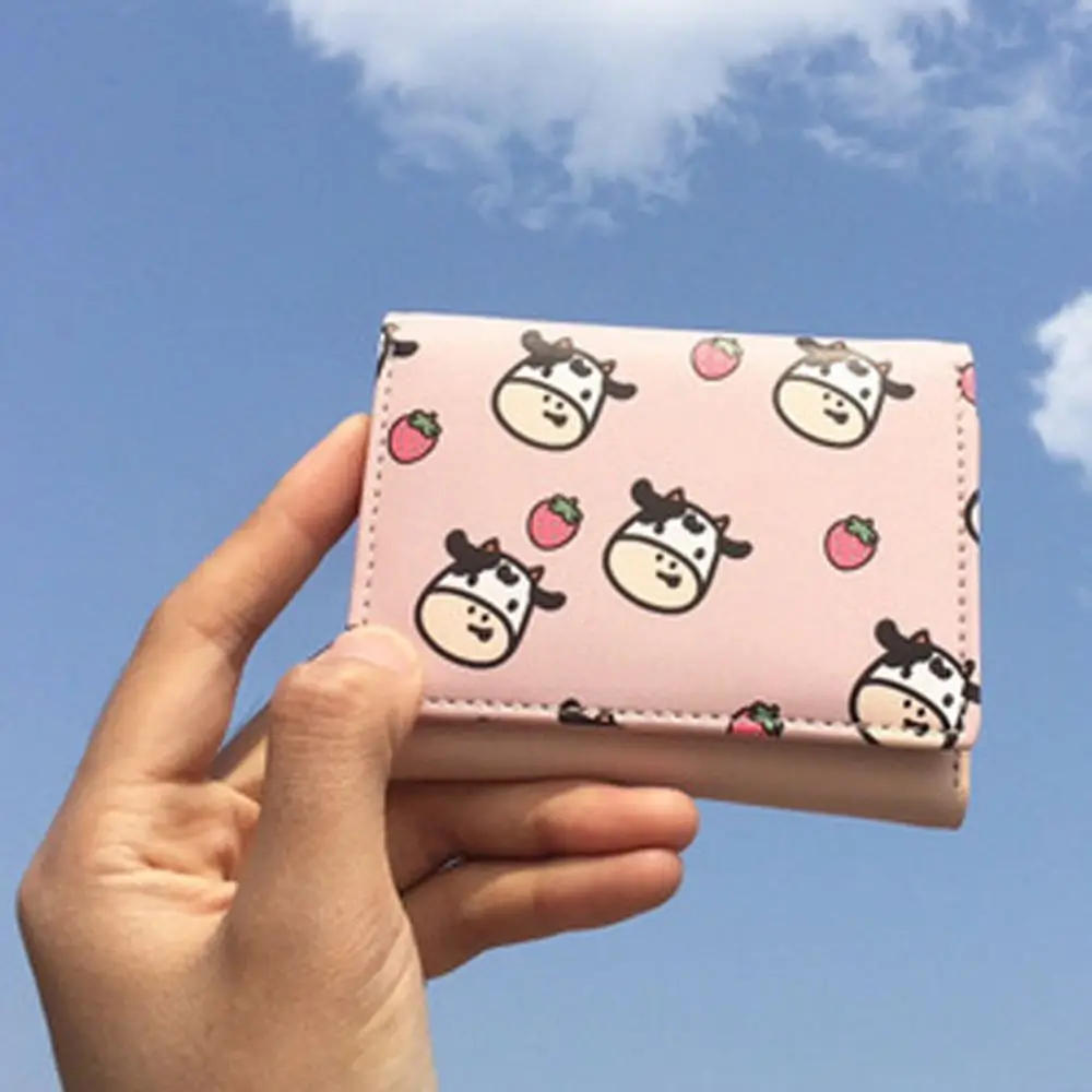 Cute Small Credit ID Card PU Leather Card Case Kawaii Cows Wallet Coin Purse Card Bag Card Holder