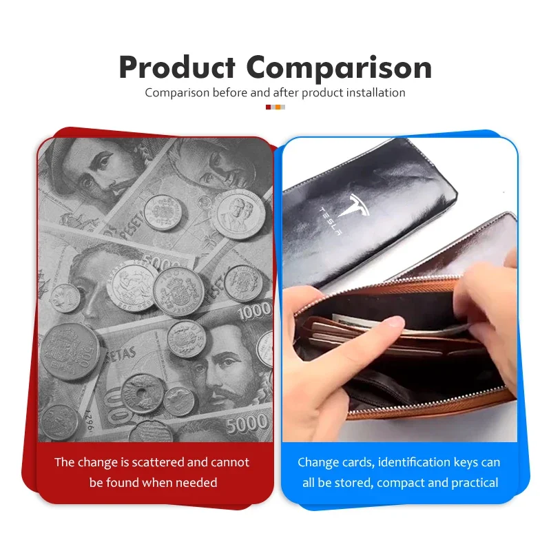 Car Internal Newe Soft Leather Long Wallet Large Wallet For Tesla Model 3 S X Y