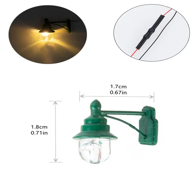 2 pezzi Ho Scale bianco caldo classico montaggio a parete lampione modello che fa Layout di lampade del parco ferroviario