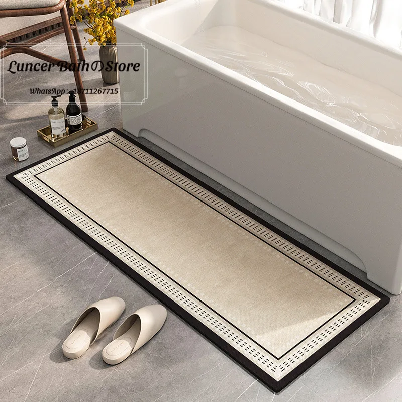 Light luxury diatom mud floor mat, non-slip absorbent toilet, bathtub mat, dirt-resistant and easy to take care of, washable
