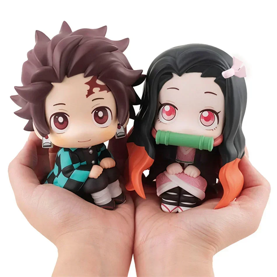 Demônio assassino figura ação kimetsu yaiba personagens animados coleção de brinquedos mh olhando para cima kamado tanjirou nezuko modelos de