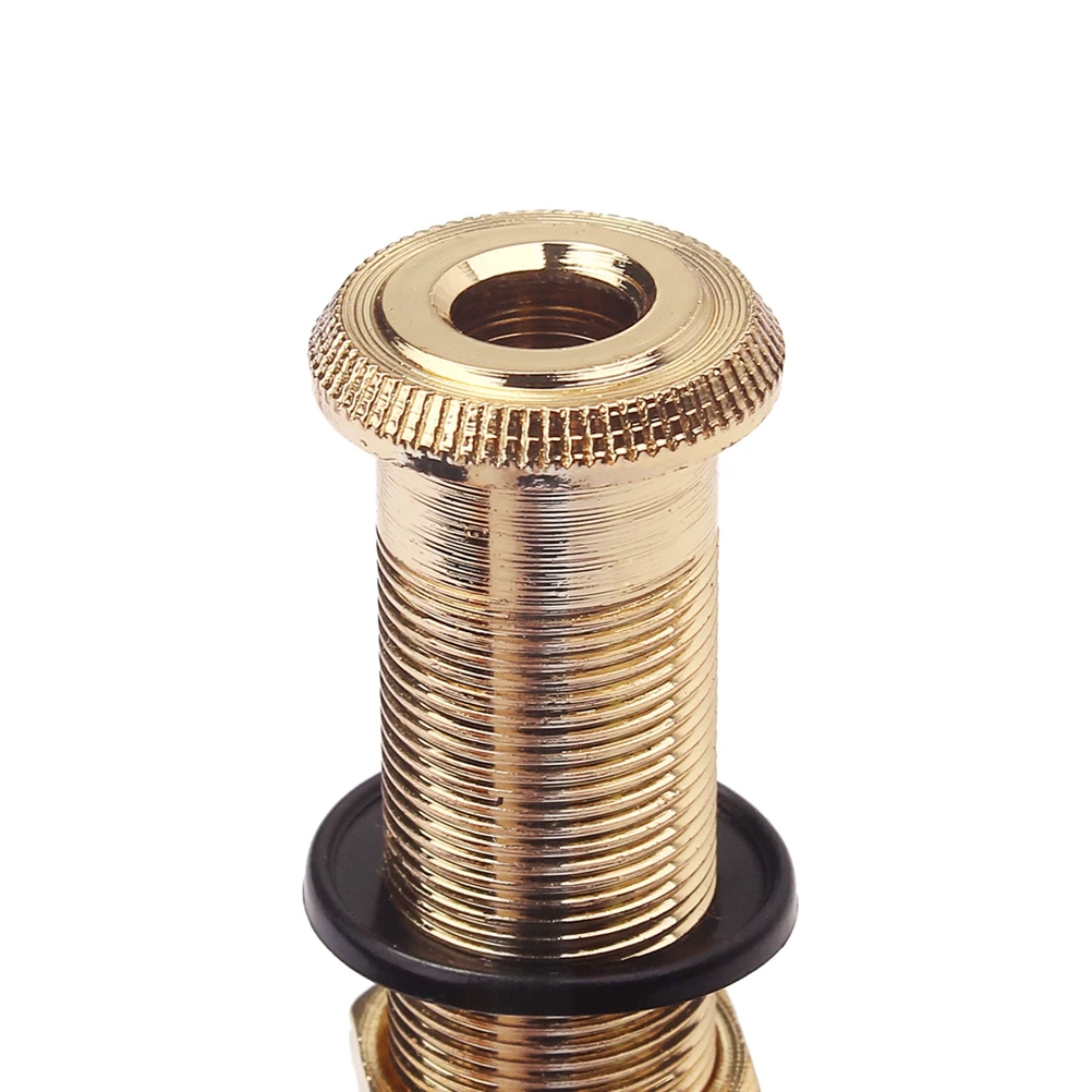 

1/4 Inch 6.35Mm Threaded Cylinder Bass Guitar Endpin Jack Stereo Pickup Output Input Socket Golden Strap Button Easy Install
