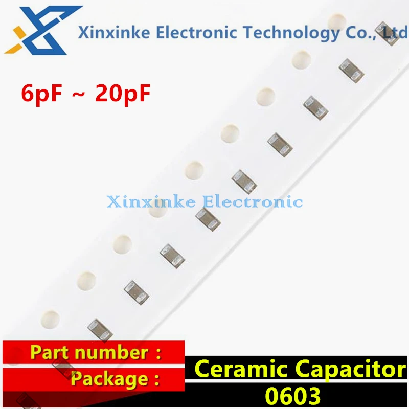 

100PCS 0603 50V SMD Ceramic Capacitor 6pF 6.2pF 6.8pF 7pF 7.5pF 8pF 8.2pF 9pF 9.1pF 10pF 11pF 12pF 13pF 14pF 15pF 16pF 18pF 20PF