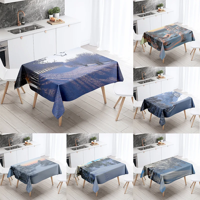 

Winter snow tablecloth beautiful anti-fouling waterproof rectangular kitchen table home decoration