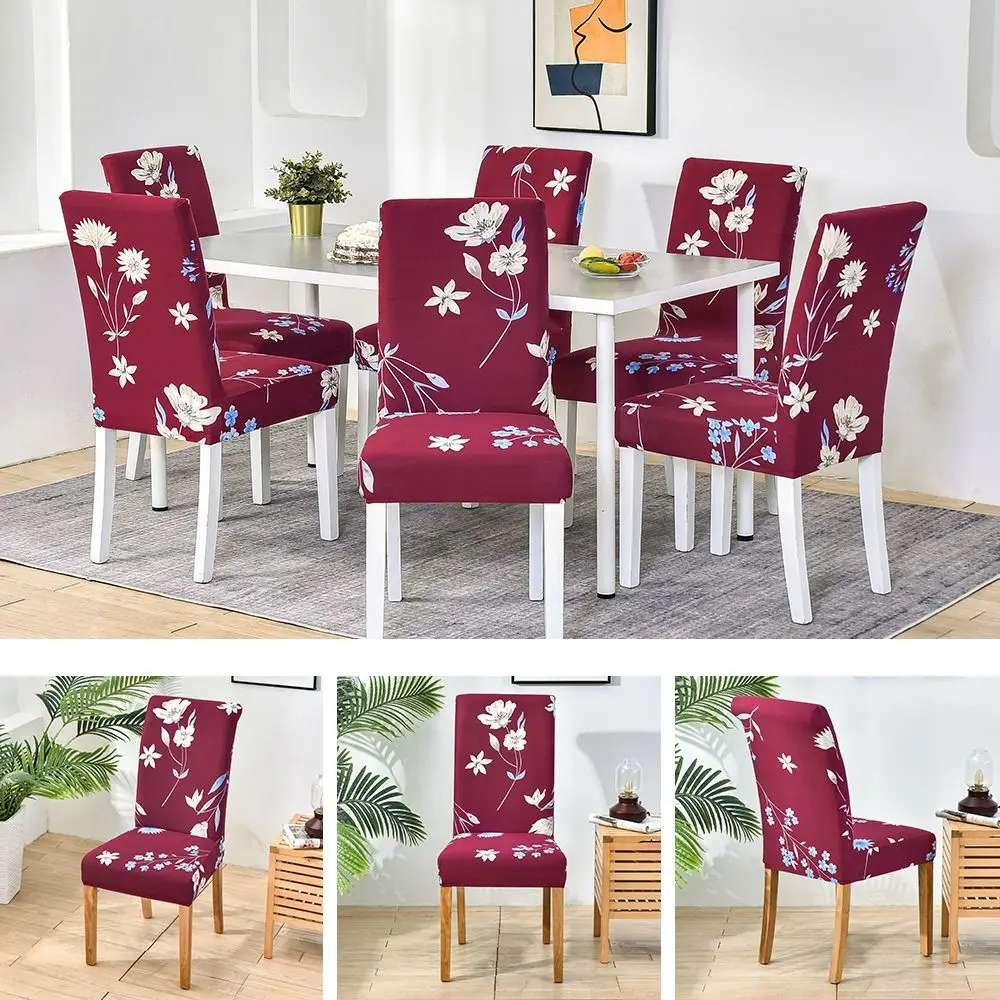 Retro Elastic Chair Cover Printed Washable Chair Slipcover Removable Stretch Seat Cover Hotel Banquet