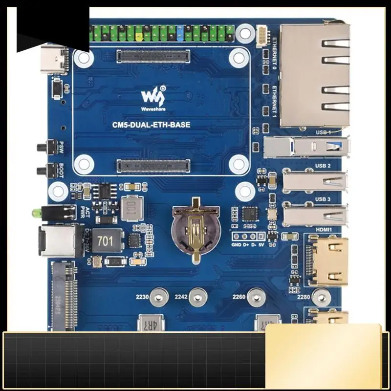 Waveshare For Raspberry Pi CM5 Expansion Board CM5 Gigabit/2.5G Dual Ethernet Port RJ45 Dual 4K Output GPIO IO Base-N33R