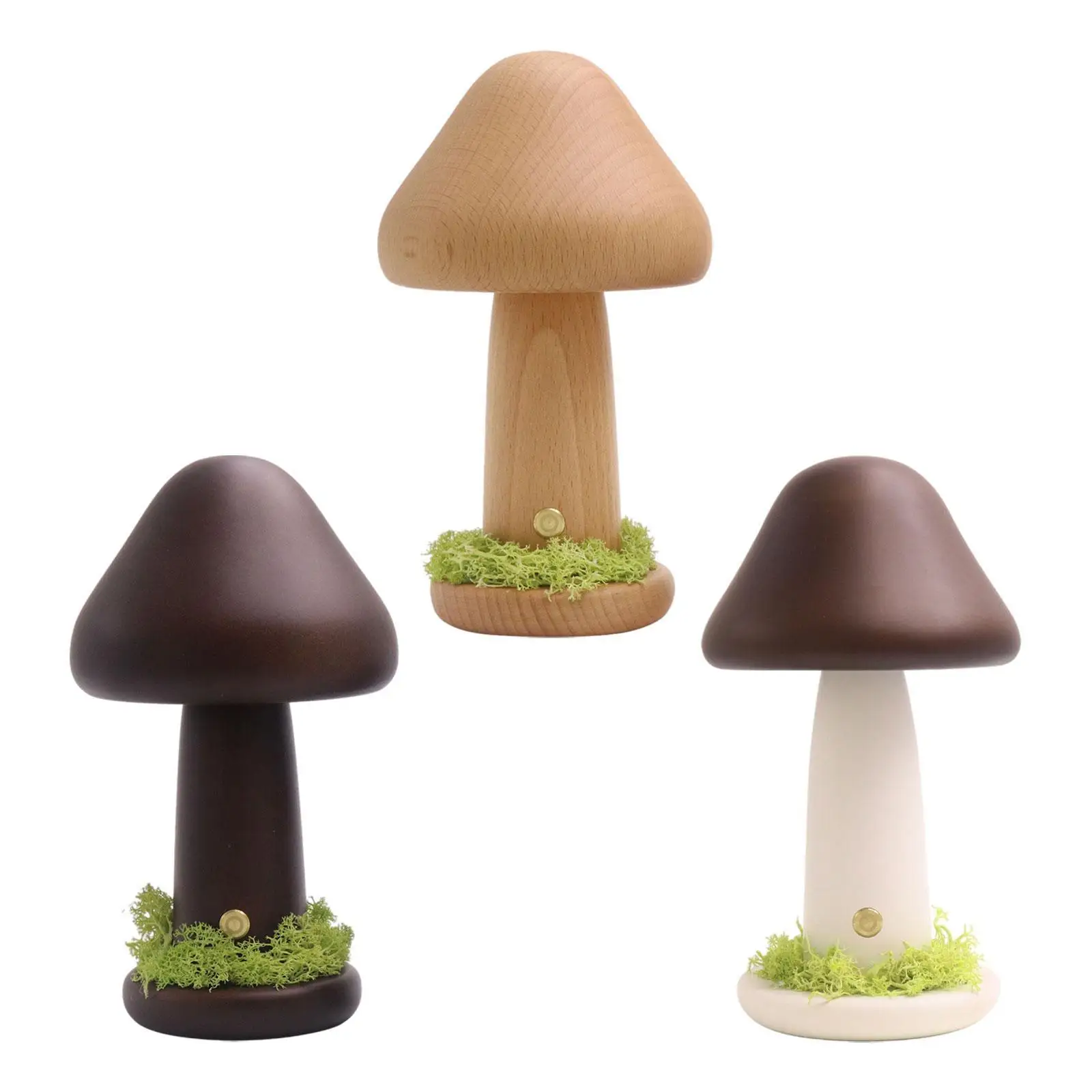 Mushroom Lamp Wooden Aesthetic Dimmable 3 Light Colors Table Centerpiece Bedside Table Lamp for Desk Home Decor Birthday Gift