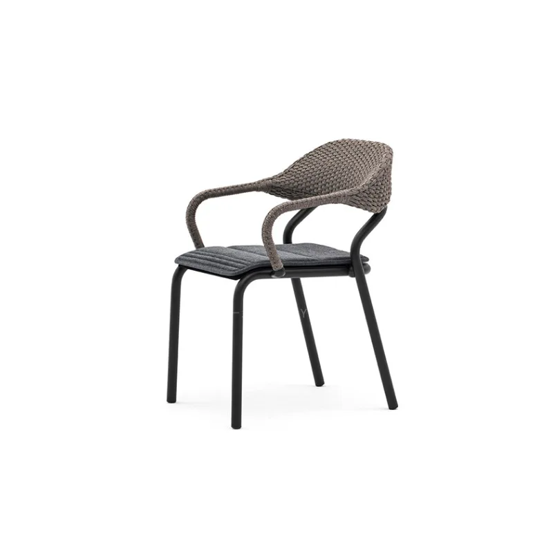 Nordic outdoor rooftop dining table and chairs Villa courtyard sunroom hotel B&B outdoor leisure rope braided rattan chair comb