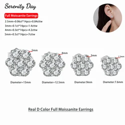 Serenity 2.5mm 3mm 4mm 5mm D Color Moissanite Earrings For Women Gift 100% S925 Sterling Silver Flower Stud Earring Fine Jewelry