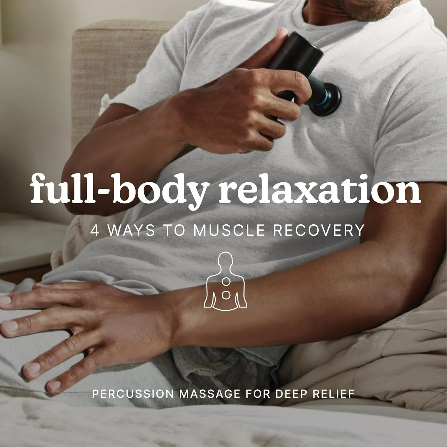 Therapist Select Compact Percussion Massager, 4 Attachments, Heat, Rechargeable, 3 Levels, Cordless Travel Massager