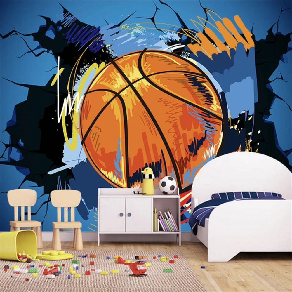 Custom 3D Wallpaper Mural Nordic Football & Basketball Players TV Background Wall Decal Stickers Poster Design