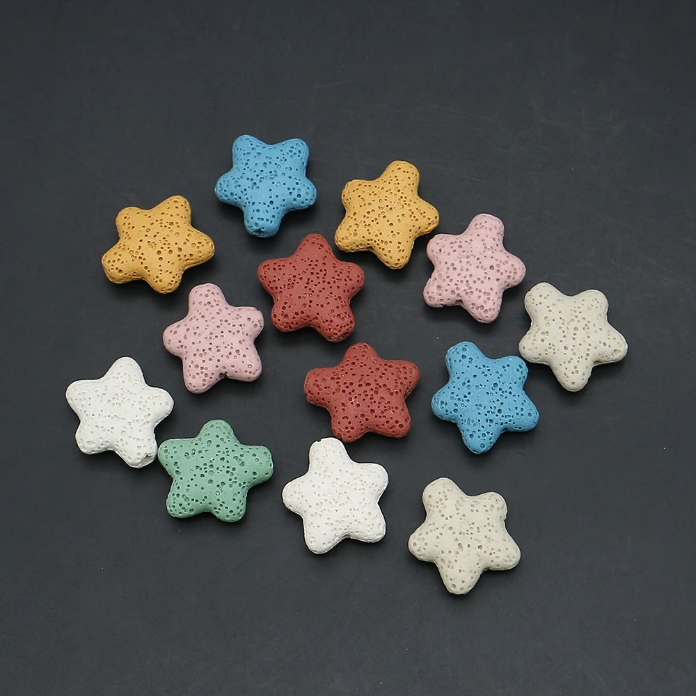 

Creative Pentagonal Star-Shaped Volcanic Rock Beads Straight-Hole Hand-Woven Bracelet Jewelry Material DIY Accessories 10 Pcs