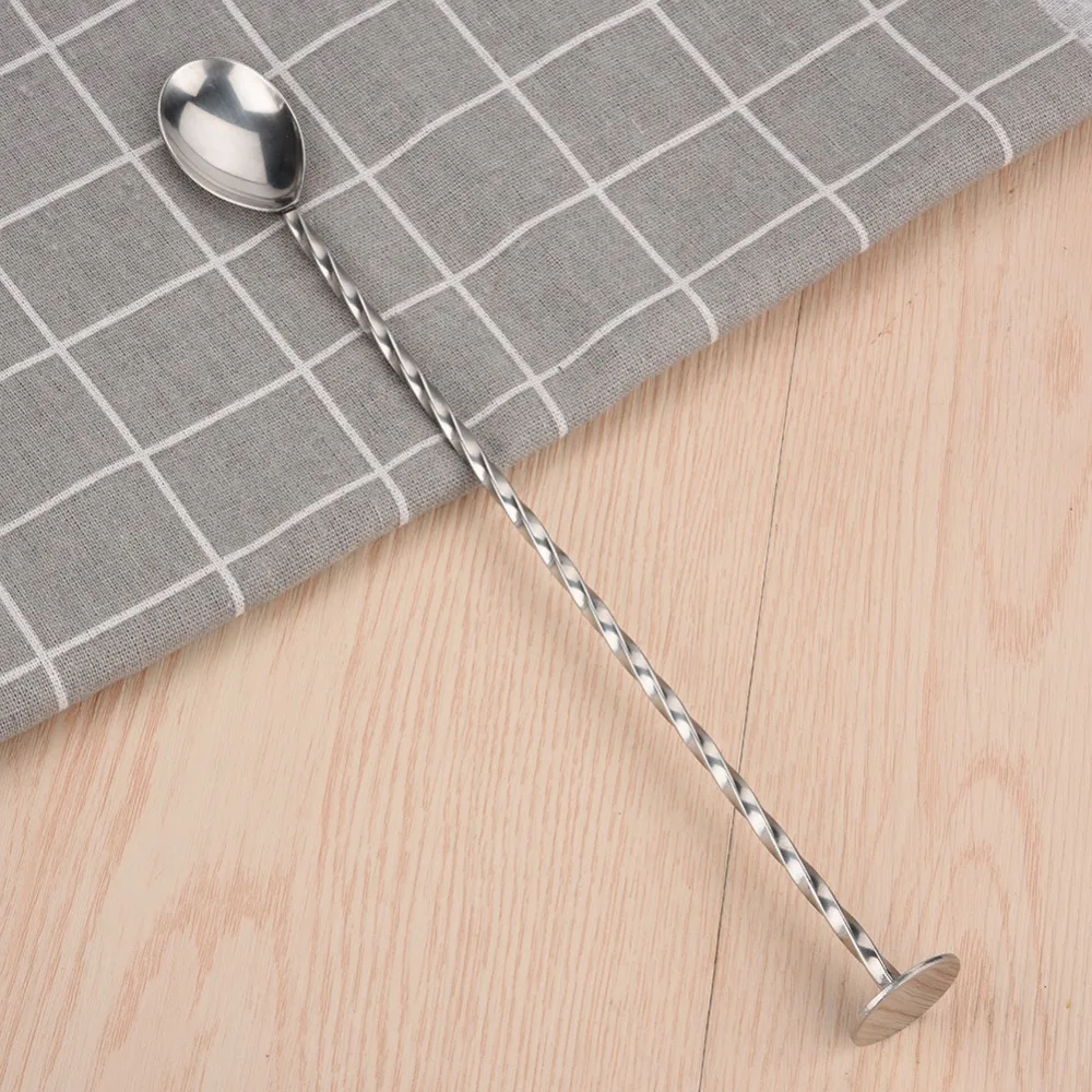 Rustless Steel Stirring Spoon Mirror Polished Slender Shape Bar Spoon Long Handle Practical Drink Stirring Spoon