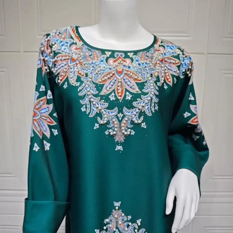 39bd女性カフタンドレスイスラムカフタンローブドレスフルレングスカフタンドレスフラワープリントドレス