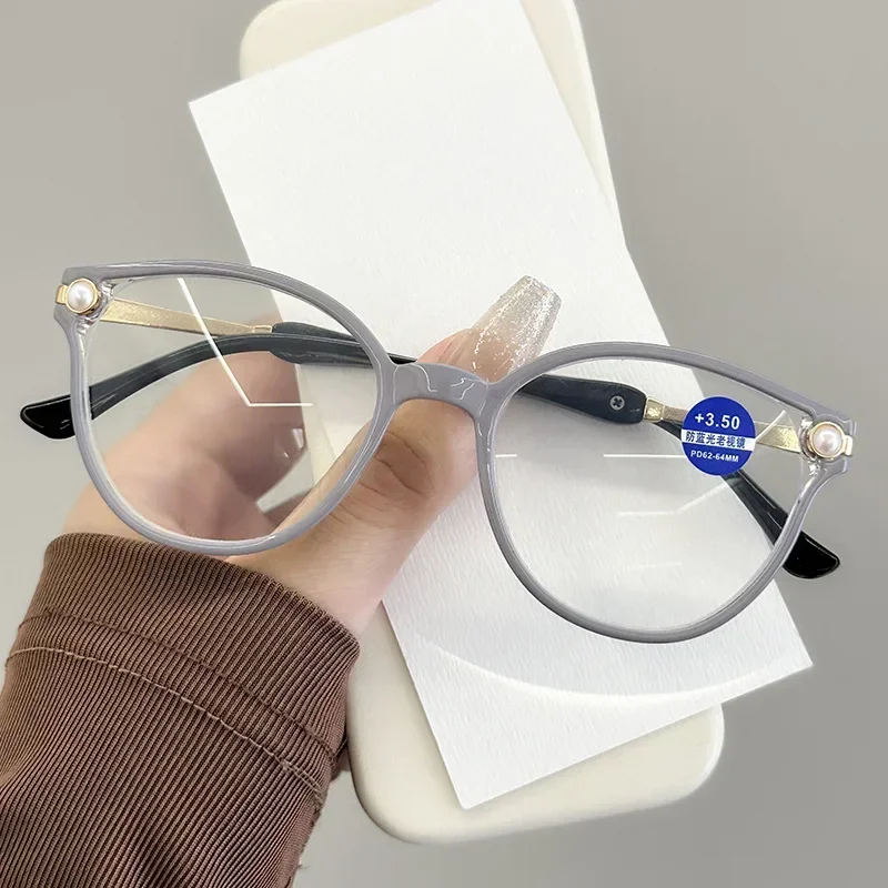 2024 New Pearl Reading Glasses Frame Vintage Lady\'s Cat Eyes Presbyopia Eyewear Anti Blue Light Optical Spectacle Eyeglasses