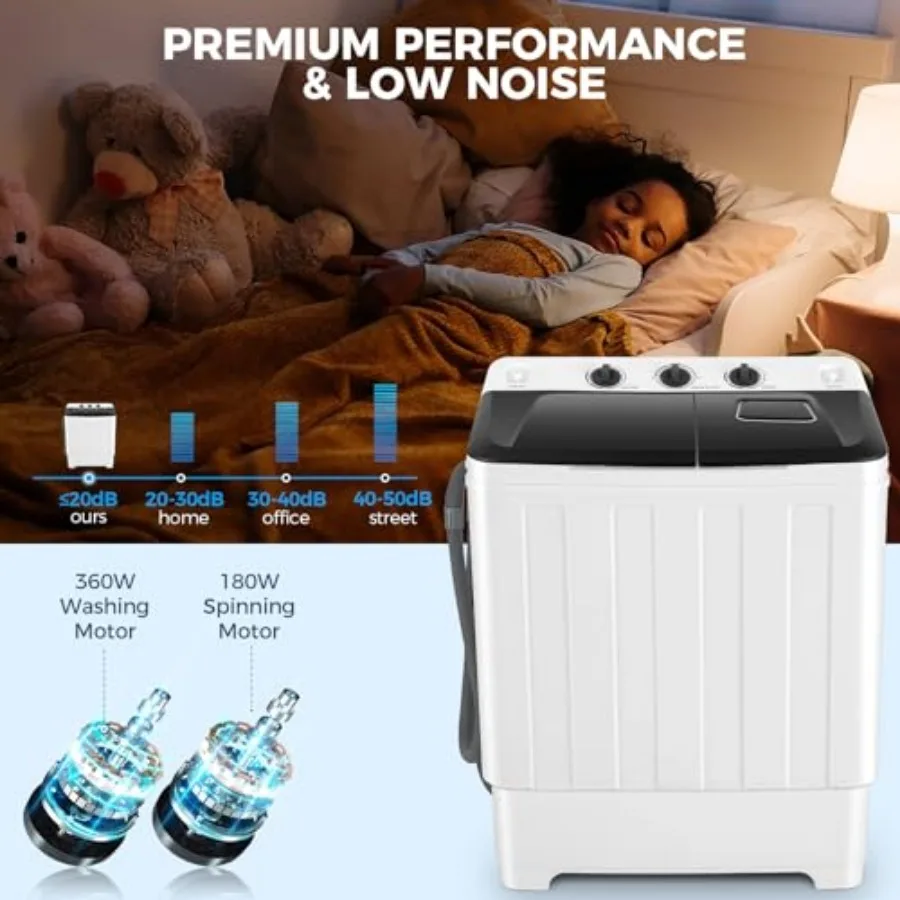 ماكينة غسيل مدمجة بحوض مزدوج محمول بسعة 30 رطل مع غسالة مضخة تصريف مدمجة ومجفف دوار كومبو 19 رطل + 11 رطل لـ Ap #5