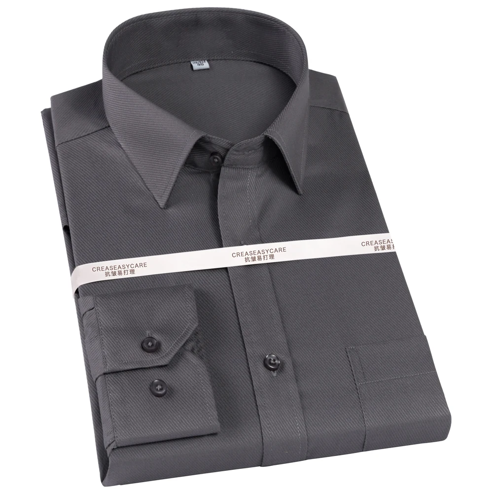 

Men's Classic Dress Shirt Solid Long Sleeve Wrinkle Free Man Clothes Business Social Button-up Twill Formal Shirts with Pocket