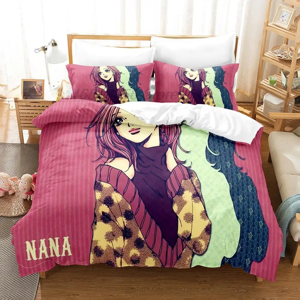 Kawaii Girls NANA Bedding Set Single Twin Full Queen King Size Bed Set Adult Kid Bedroom Duvet cover Sets 3D Anime Bed Sheet Set