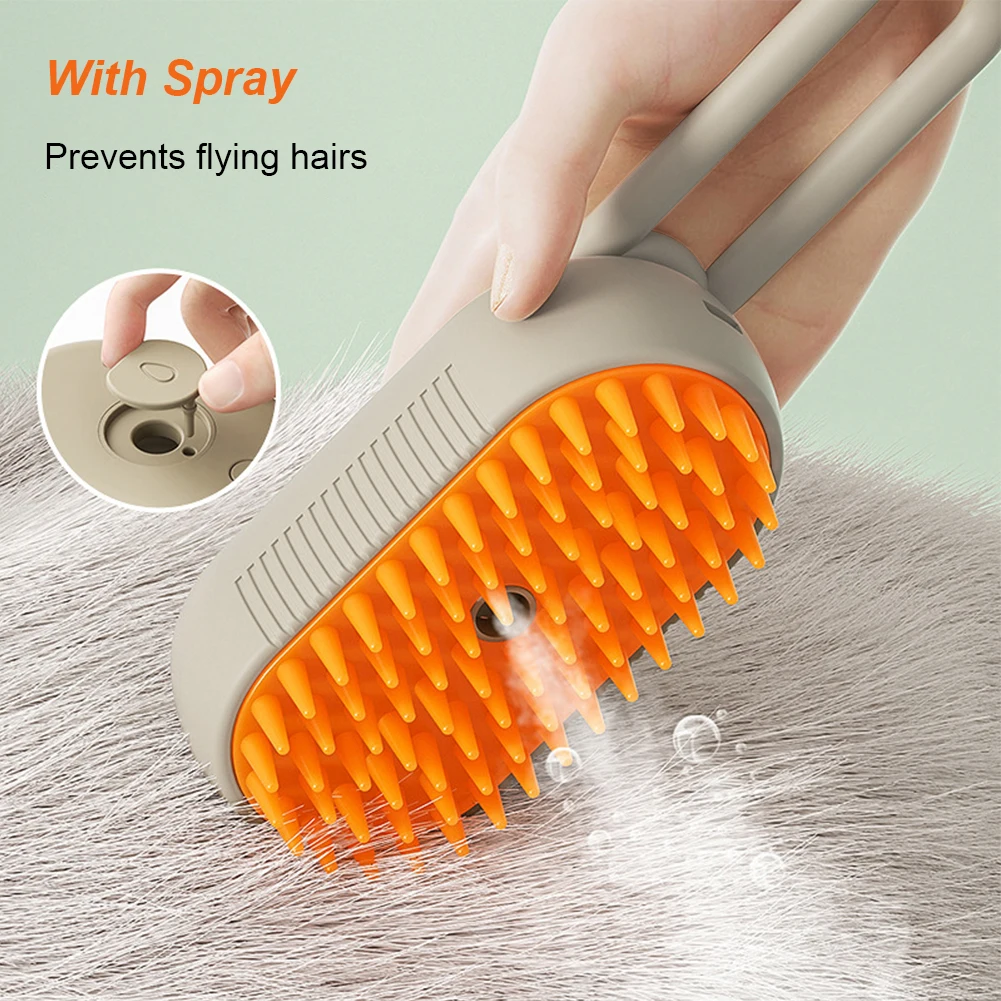 3-in-1 Dog Hair Brush Cat Hair Brush Electric Pet Cleaning Brush Steam Spray Brush Massage Hair Removal Comb Anti Flying Brush