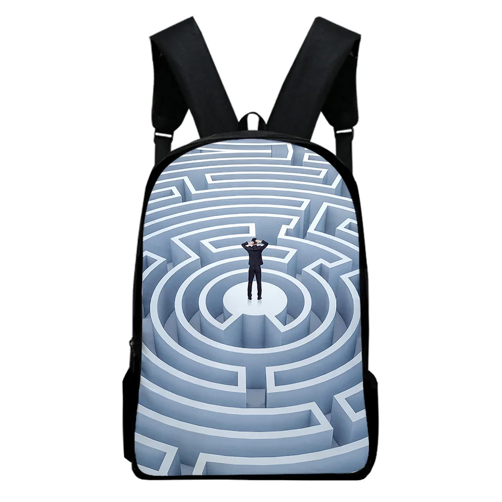 Classic Novelty Cool Maze pattern Notebook Backpacks pupil School Bags 3D Print Oxford Waterproof Boys/Girls Laptop Backpacks