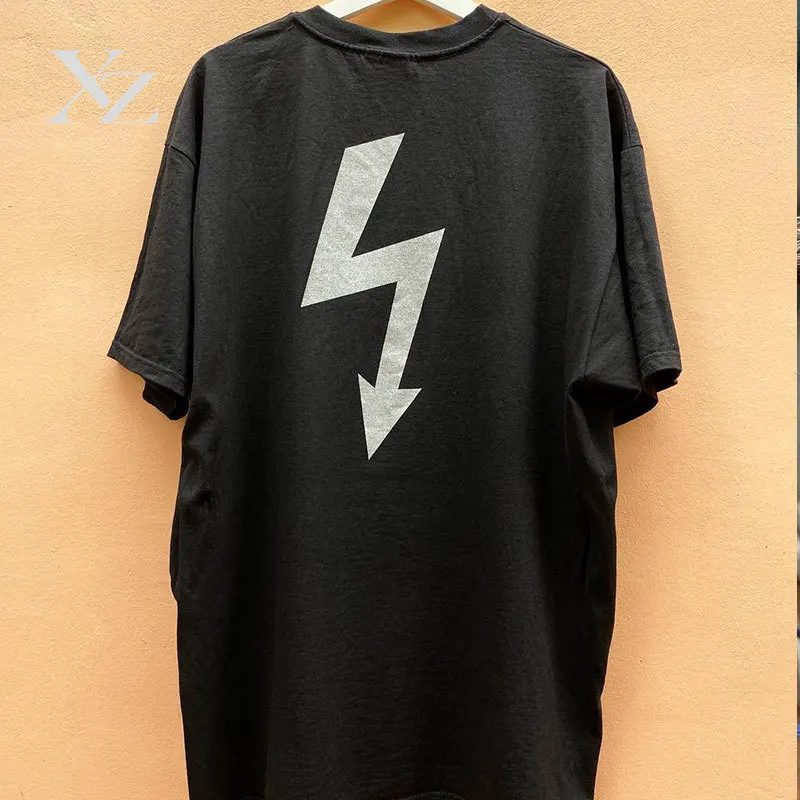 Hot Sale Marilyn Manson American High Street Lightning Print 250g Heavy Cotton Tee Loose Fit Youth Popular Casual T-Shirt