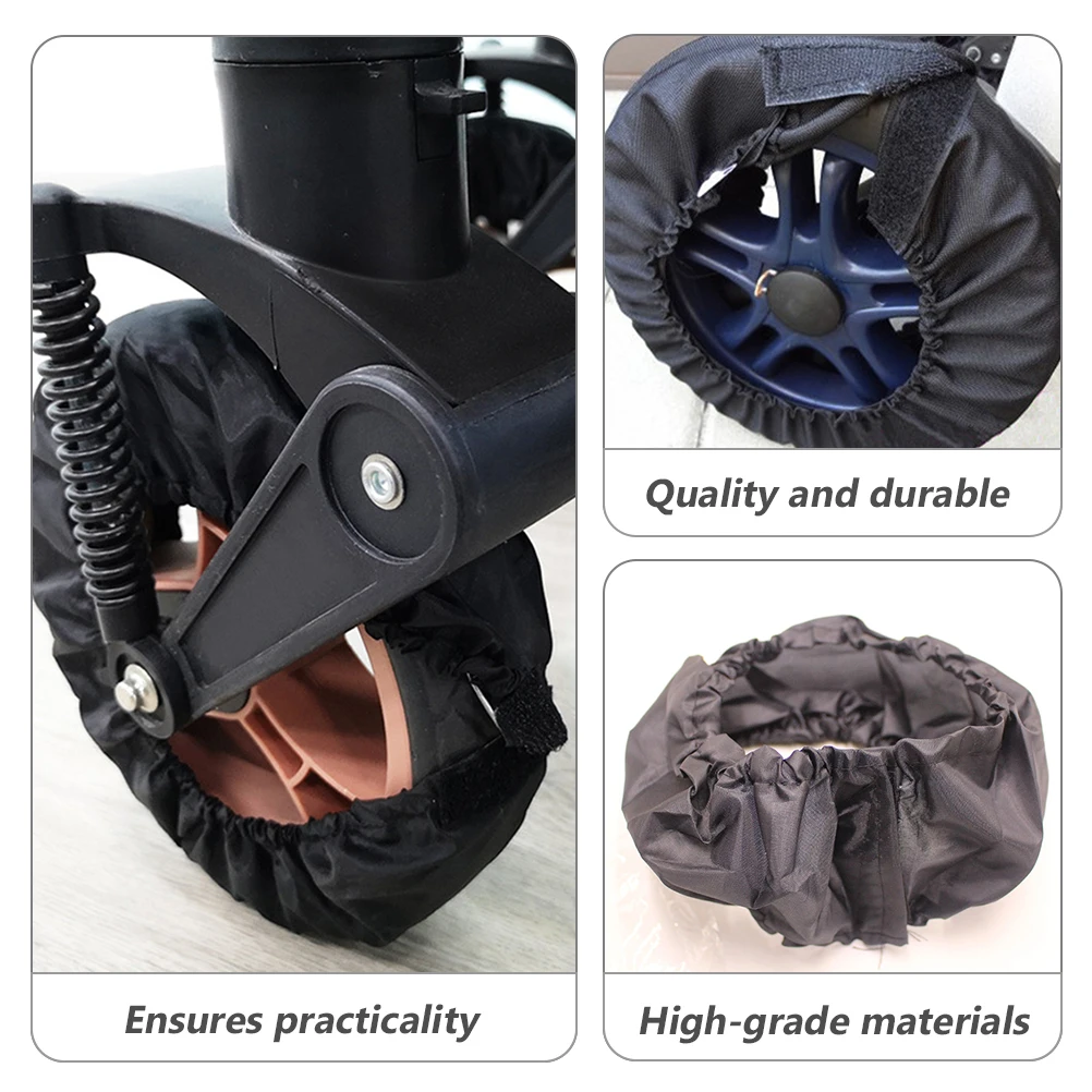 

2 pcs Stroller Wheel Cover Black Oxford Cloth Waterproof Wheel Protector for Baby Stroller Wheelchair Dust Floor Protection
