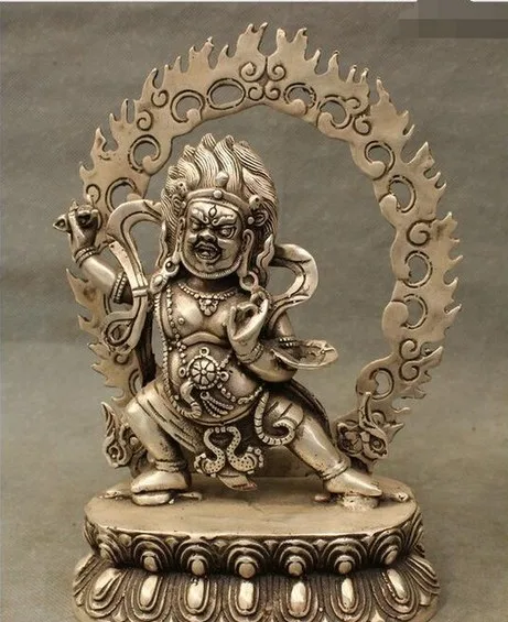 

White Copper Silver Vajrapani Chana Dorje Wrathful Tutelary Deity Buddha