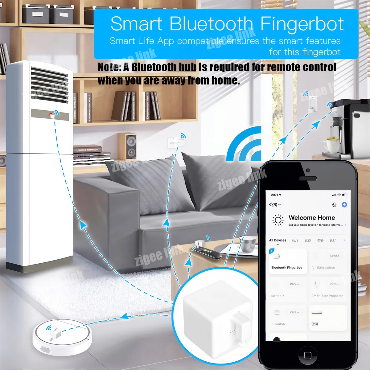 Smart Fingerbot Switch Bluetooth Robot Button Pusher Wireless Switch Bot APP Control Work With Tuya Alexa Google Home