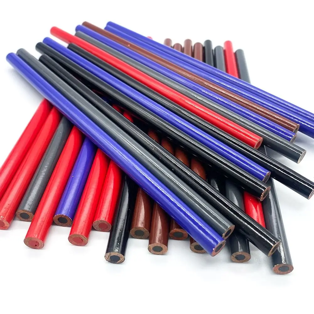 6-Farben-Augenbrauenstift aus Holz, Rot, Blau, nicht verschmiert, Augenbrauentönung, Lipliner, langlebiger Microblading-Markierungsstift für Anfänger