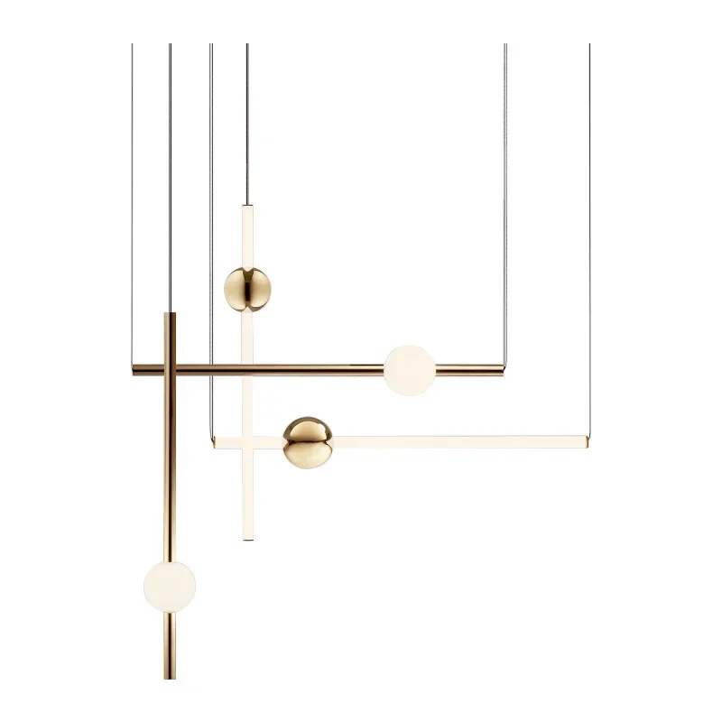 

Nordic minimalist line combination light luxury luminous stick post-modern minimalist restaurant bar counter duplex staircase